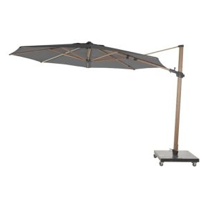 4 Seasons siesta premium 350 cm rond frame wood look / doek charcoal