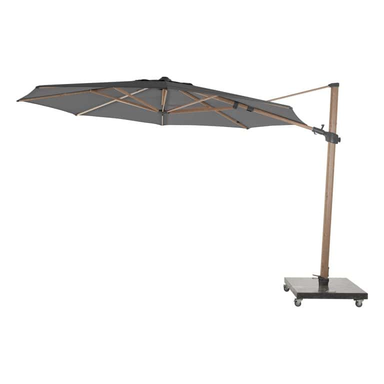 4 Seasons siesta premium 350 cm rond frame wood look / doek charcoal