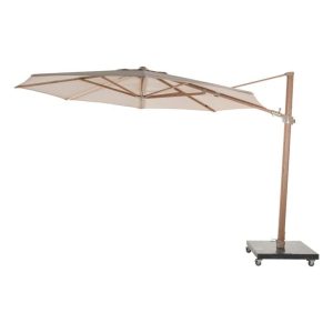 4 Seasons siesta premium 350 cm rond frame wood look / doek sand