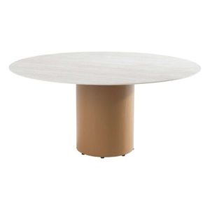4 Seasons Outdoor Colorado dining tafel 160 cm rond Travertin Amber