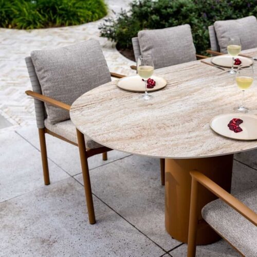 4 Seasons Outdoor Colorado dining tafel 240 cm Travertin Amber - Afbeelding 2