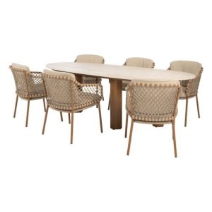 4 Seasons Outdoor Martinique dining set 7 delig Amber met Estate mango shape