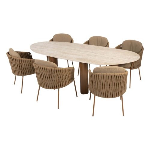 4 Seasons Outdoor Molina dining set 7 delig Amber met Estate mango shape