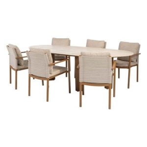 4 Seasons Outdoor Safina dining set 7 delig Amber met Estate mango shape