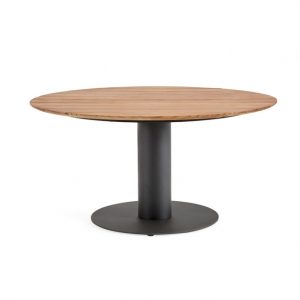 Suns Grado Tuintafel 120 cm Rond Teak Top Matt Royal Grey