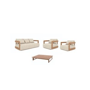 Gescova Outdoor Rafa lounge set 4 delig ecru/taupe Teak