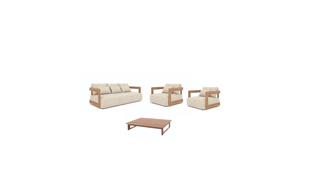 Gescova Outdoor Rafa lounge set 4 delig ecru/taupe Teak