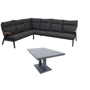 Lesli Living Hoekbank Florence incl. tafel hoog laag Grey