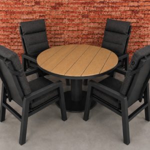 Sens Line Montana dining set 5 delig Antraciet Nonwood