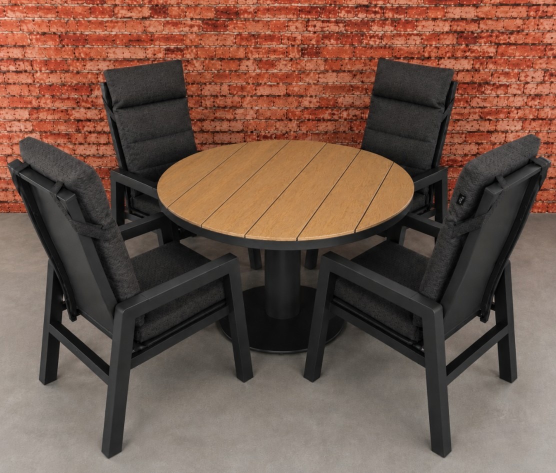 Sens Line Montana dining set 5 delig Antraciet Nonwood