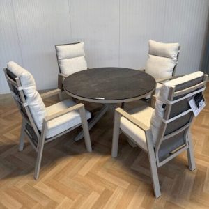 Sens Line Luccio dining set rond Dark / Sand 5 delig