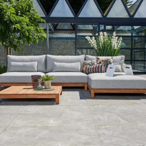 Suns Portofino chaise lounge set kussens Soft grey mixed weave
