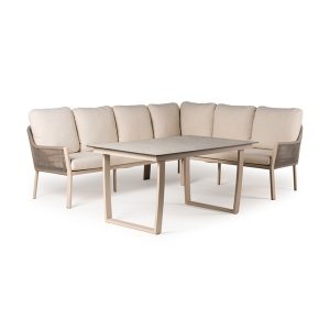 Tierra Outdoor dining set Liv model Rechts champagne + Liv tafel champagne