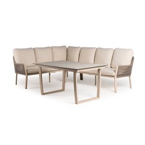 Tierra Outdoor dining set Liv model Links champagne + Liv tafel champagne